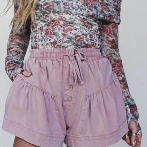 Three Bird Nest Dusty Rose High-Waist Tiered Drawstring Shorts